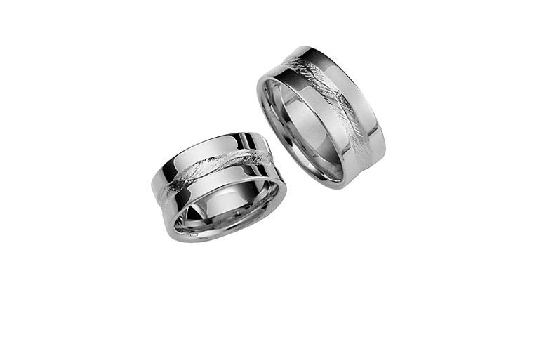 42376+42377-wedding rings, white gold 750